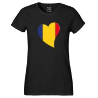 Damen T-Shirt Rum&auml;nien Flagge Herz