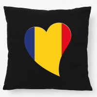 Kissen Rum&auml;nien Flagge Herz 40x40cm