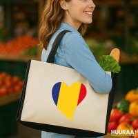Jutetasche Rum&auml;nien Flagge Herz 21 Liter Black