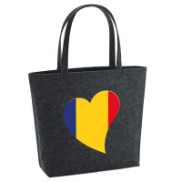 Filz Shopper Rumänien Flagge Herz 22 Liter