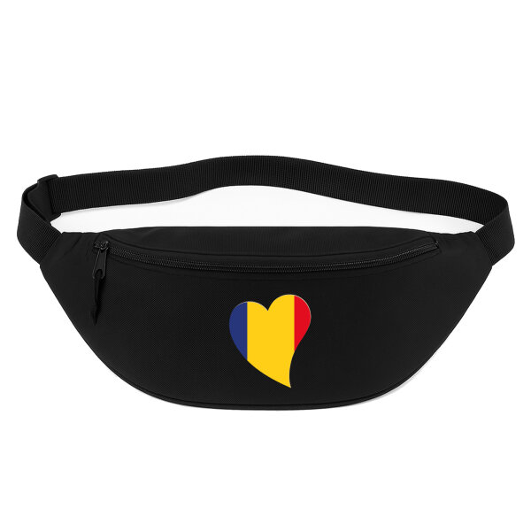 Bauchtasche Rumänien Flagge Herz 2,5 Liter Black