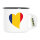 Emaille Tasse Rumänien Flagge Herz 300ml Vintage