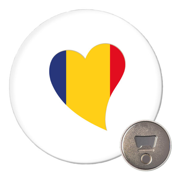 Magnet Rumänien Flagge Herz 59mm Kühlschrankmagnet