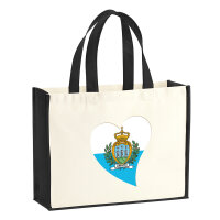 Jutetasche San Marino Flagge Herz 21 Liter Black