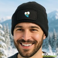 Beanie mit Patch San Marino Flagge Herz Black