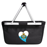 Einkaufskorb faltbar San Marino Flagge Herz 20 Liter Black