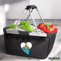 Einkaufskorb faltbar San Marino Flagge Herz 20 Liter Black