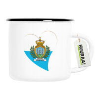 Emaille Tasse San Marino Flagge Herz 300ml Vintage
