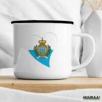 Emaille Tasse San Marino Flagge Herz 300ml Vintage