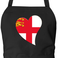 Sch&uuml;rze Sark Flagge Herz mit Taschen