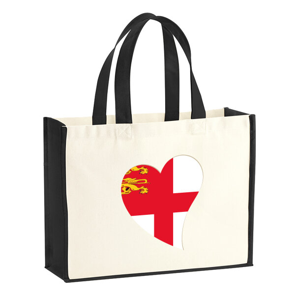 Jutetasche Sark Flagge Herz 21 Liter Black