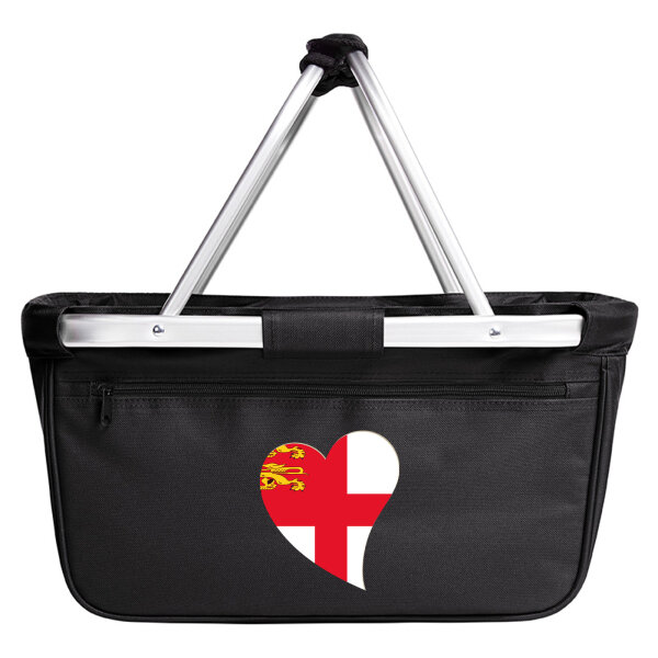 Einkaufskorb faltbar Sark Flagge Herz 20 Liter Black