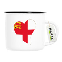 Emaille Tasse Sark Flagge Herz 300ml Vintage