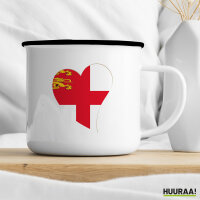 Emaille Tasse Sark Flagge Herz 300ml Vintage