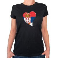 Damen T-Shirt Serbien Flagge Herz