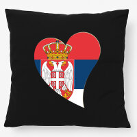 Kissen Serbien Flagge Herz 40x40cm