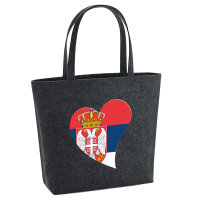 Filz Shopper Serbien Flagge Herz 22 Liter