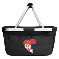 Einkaufskorb faltbar Serbien Flagge Herz 20 Liter Black