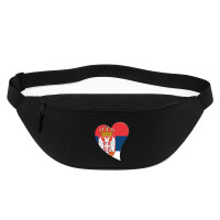 Bauchtasche Serbien Flagge Herz 2,5 Liter Black