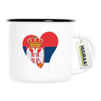 Emaille Tasse Serbien Flagge Herz 300ml Vintage