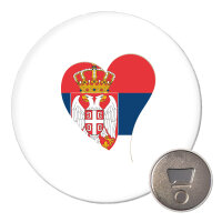 Magnet Serbien Flagge Herz 59mm K&uuml;hlschrankmagnet