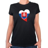 Damen T-Shirt Slowakei Flagge Herz