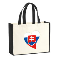 Jutetasche Slowakei Flagge Herz 21 Liter Black