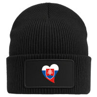 Beanie mit Patch Slowakei Flagge Herz Black