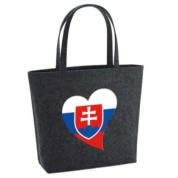 Filz Shopper Slowakei Flagge Herz 22 Liter