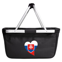 Einkaufskorb faltbar Slowakei Flagge Herz 20 Liter Black