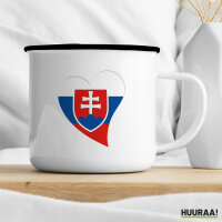 Emaille Tasse Slowakei Flagge Herz 300ml Vintage