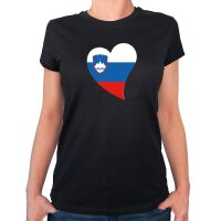 Damen T-Shirt Slowenien Flagge Herz