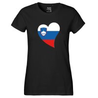 Damen T-Shirt Slowenien Flagge Herz