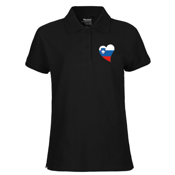 Damen Polo Shirt Slowenien Flagge Herz