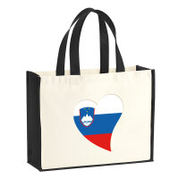 Jutetasche Slowenien Flagge Herz 21 Liter Black