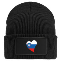Beanie mit Patch Slowenien Flagge Herz Black