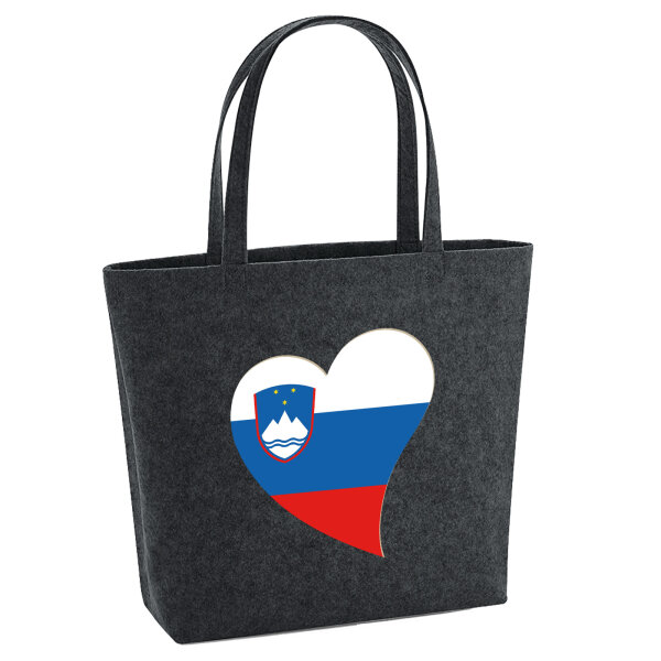 Filz Shopper Slowenien Flagge Herz 22 Liter