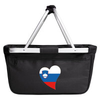 Einkaufskorb faltbar Slowenien Flagge Herz 20 Liter Black
