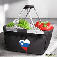 Einkaufskorb faltbar Slowenien Flagge Herz 20 Liter Black