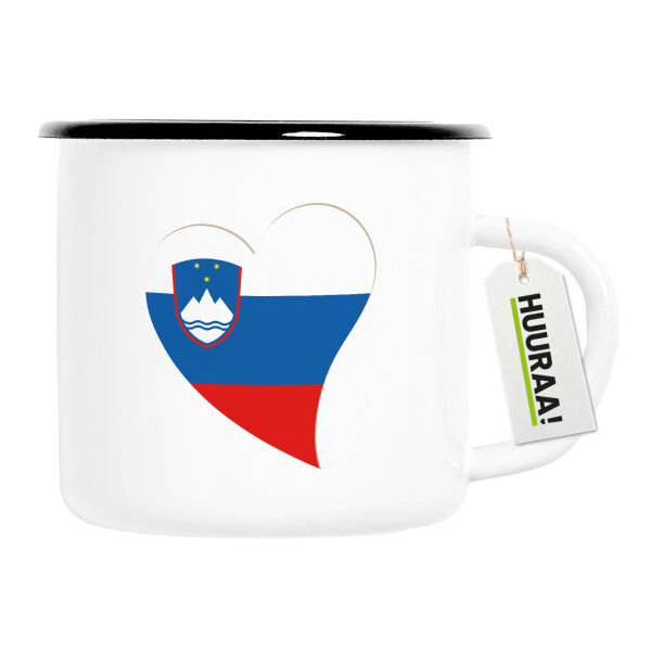 Emaille Tasse Slowenien Flagge Herz 300ml Vintage