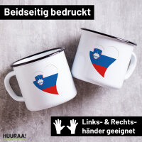 Emaille Tasse Slowenien Flagge Herz 300ml Vintage