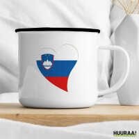 Emaille Tasse Slowenien Flagge Herz 300ml Vintage
