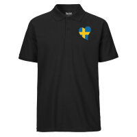Herren Polo Shirt Schweden Flagge Herz
