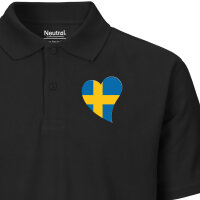 Herren Polo Shirt Schweden Flagge Herz