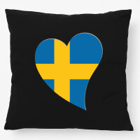 Kissen Schweden Flagge Herz 40x40cm