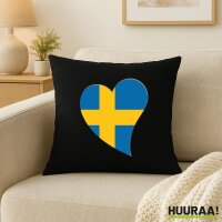 Kissen Schweden Flagge Herz 40x40cm