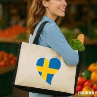 Jutetasche Schweden Flagge Herz 21 Liter Black