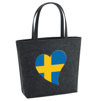 Filz Shopper Schweden Flagge Herz 22 Liter