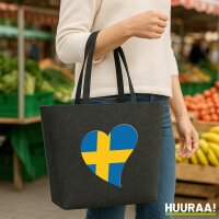Filz Shopper Schweden Flagge Herz 22 Liter