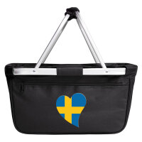 Einkaufskorb faltbar Schweden Flagge Herz 20 Liter Black